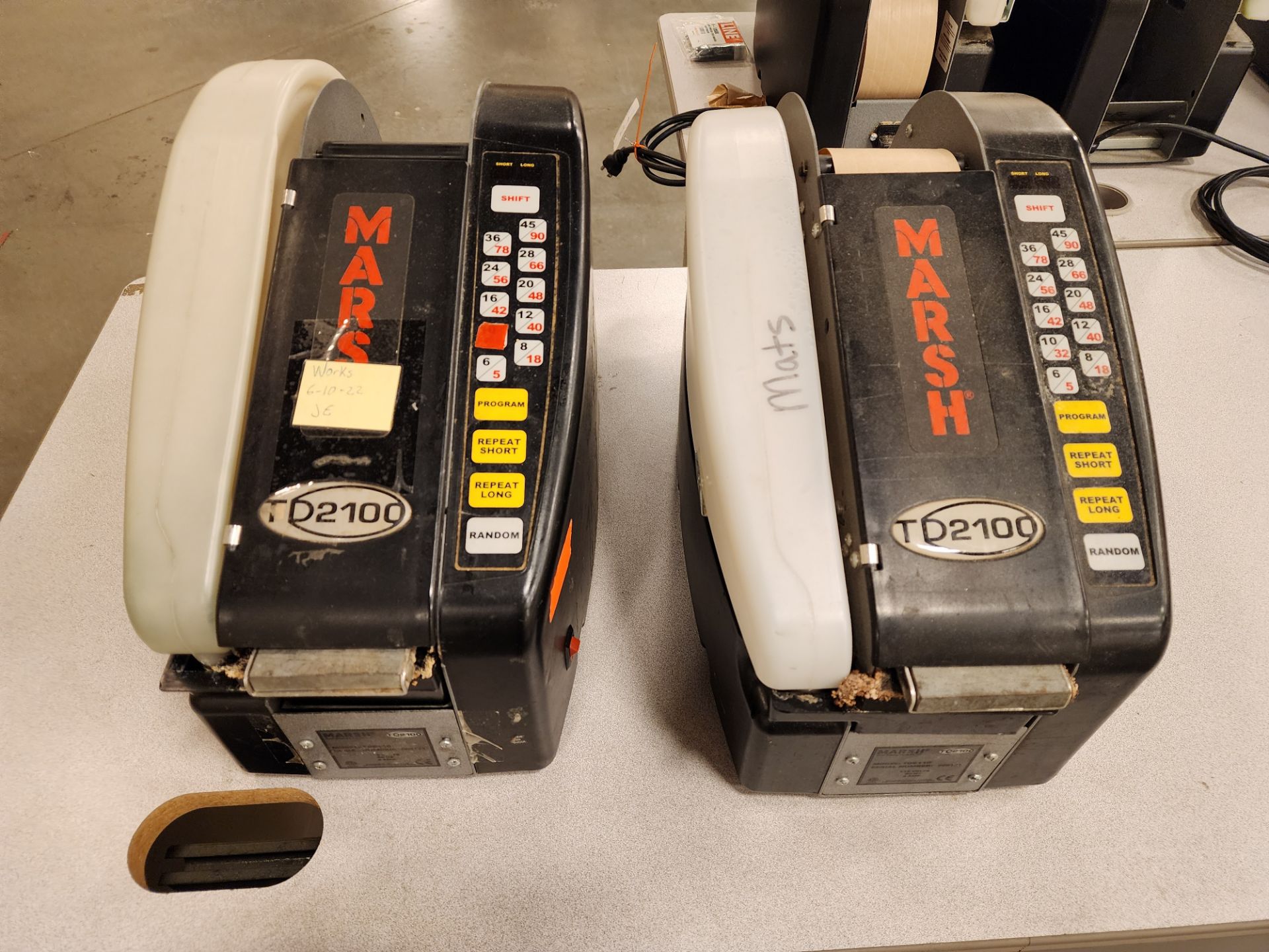 Lot of (2) Marsh TD2100 Tape Dispensers