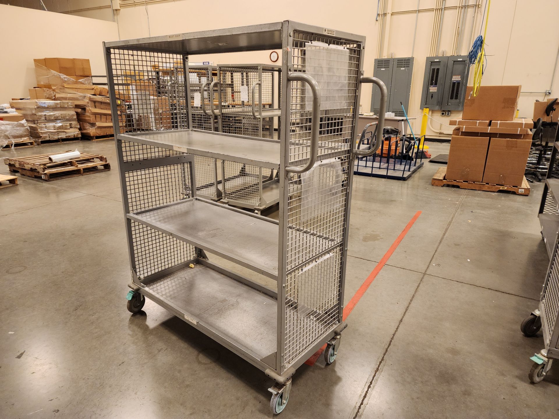 3-Tier Rolling Caged Cart - Image 3 of 3