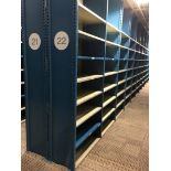 25 SECTIONS OF HALLOWELL H-POST CLOSED BACK SHELVING