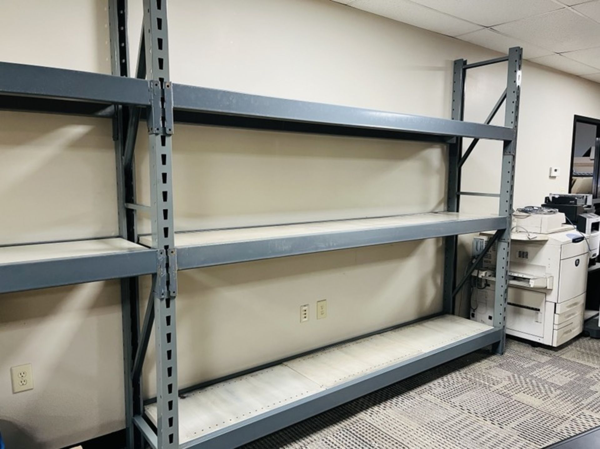 10 SECTION OF RETAIL/MERCHANDISE PALLET RACK SHELVING 8'H X 21.5"D X 108"L WITH 3 SHELVES