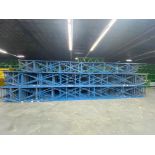 (30X) USED STRUCTURAL UPRIGHT. SIZE 30'H TO 33'H X 36"D, BLUE