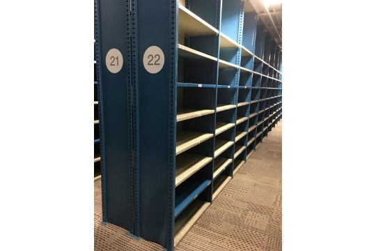 10 SECTIONS OF HALLOWELL H-POST CLOSED BACK SHELVING - Image 1 of 3