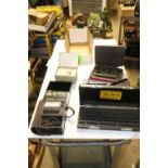 Fisher weights, Honeywell tester, and empty instrument boxes