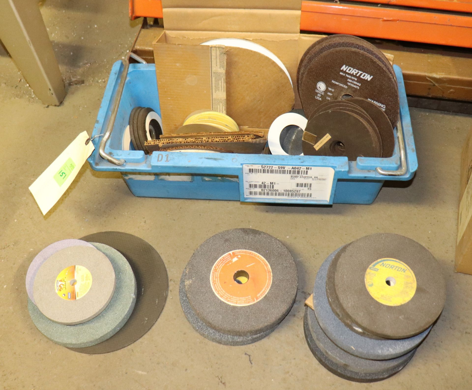 Grinding wheels by Enco Norton and cutoff blades, 10", 8" and 6"