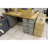 Butcher block table with metal filing cabinet legs