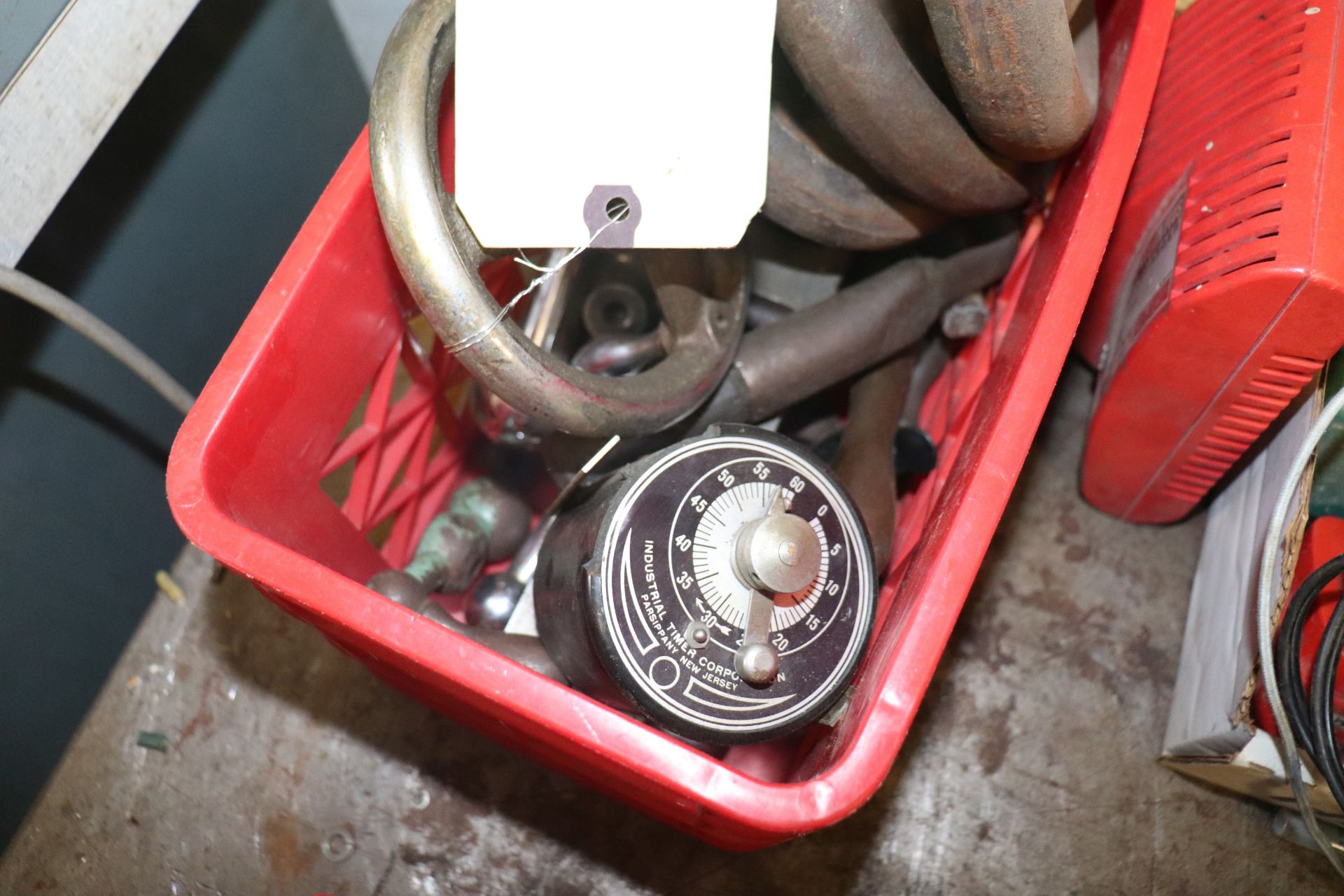 One bin of control turning wheels and industrial timer - Image 2 of 2