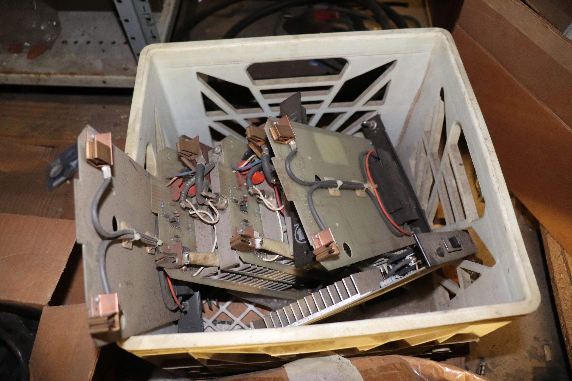 Pallet of small light bulbs, electrical components, circuit breakers, power bricks, and electric mot - Image 11 of 11