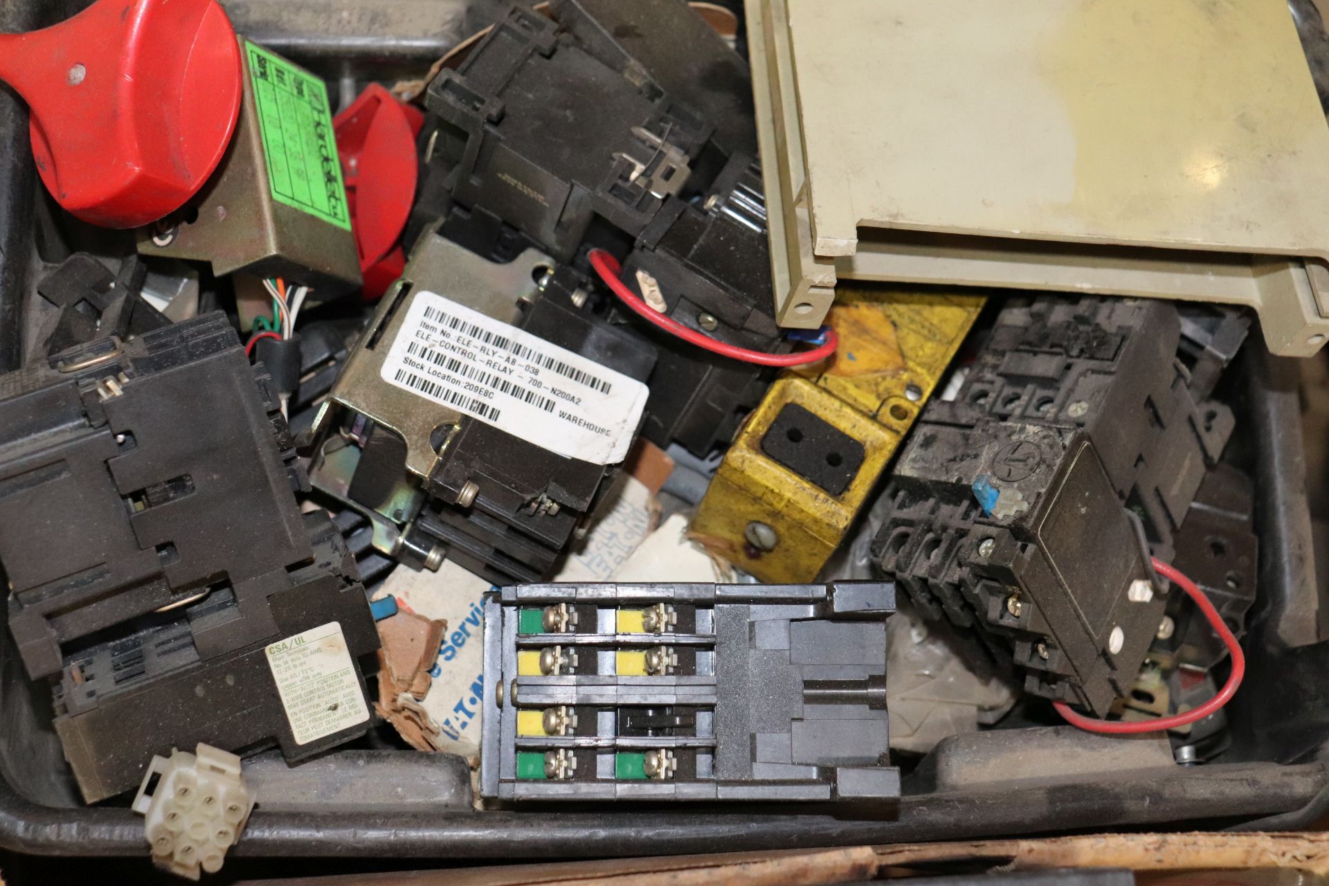 Four boxes of miscellaneous electrical components including circuit ...