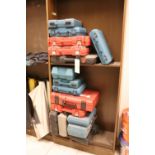 Empty tool cases including Milwaukee, Makita, and Hilty