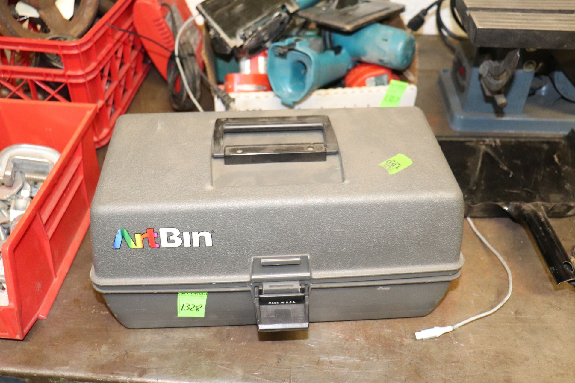 Toolbox with contents of miscellaneous electrical connectors and wire