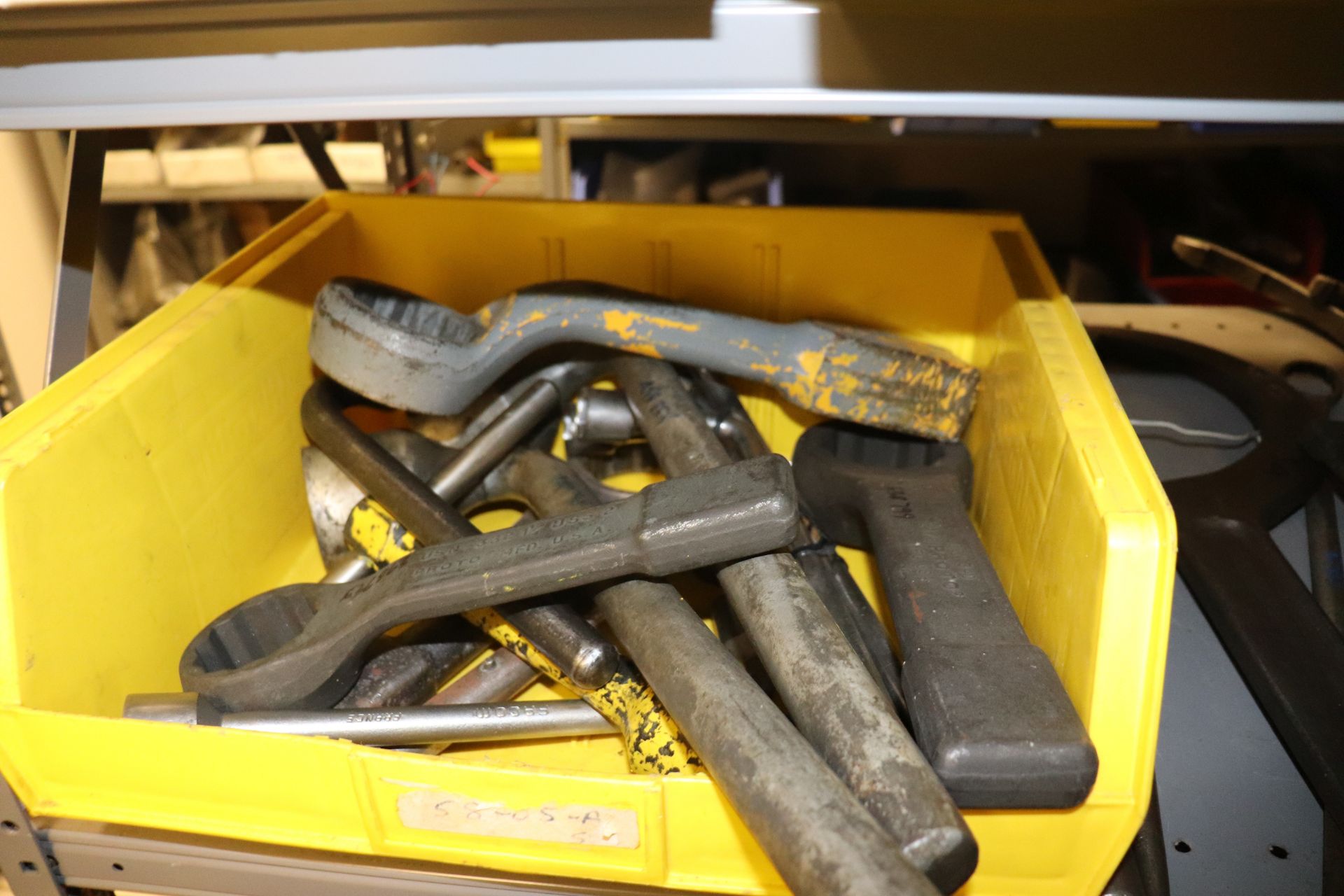 One shelf of sockets and wrenches