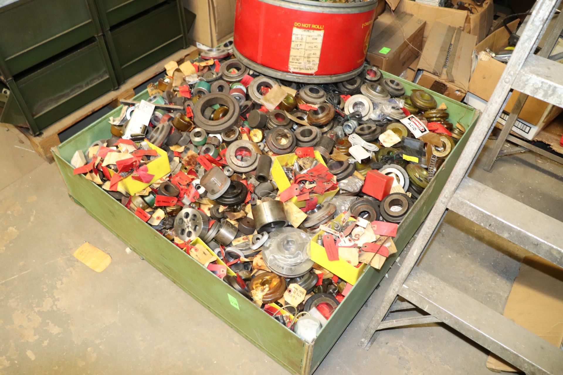 Industrial metal box with ring gauges, height 1½', width 4', depth 4'