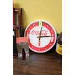 Coca-Cola clock and collectors bottle