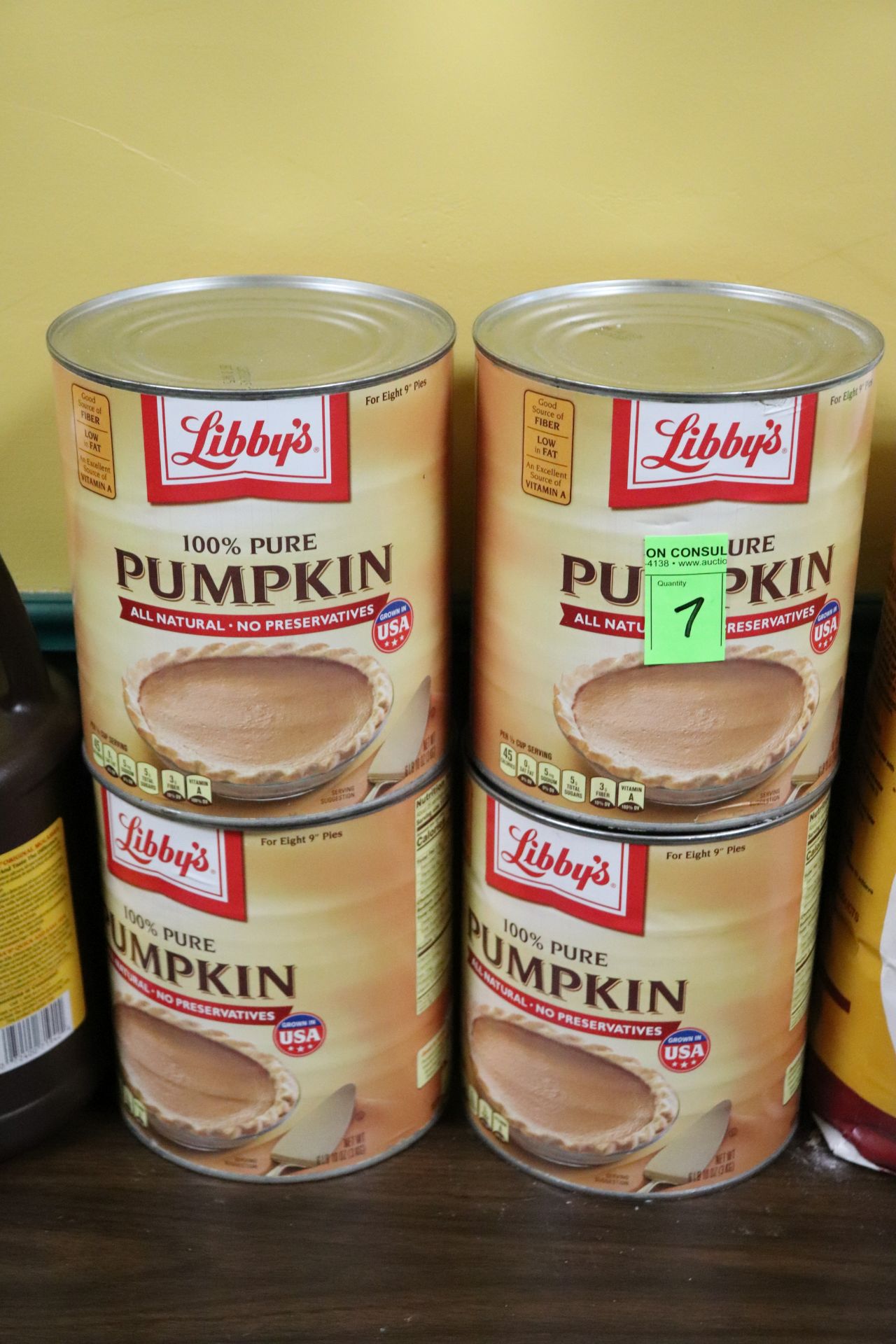 Four cans of pumpkin pie filling