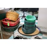 wicker and plastic bowls