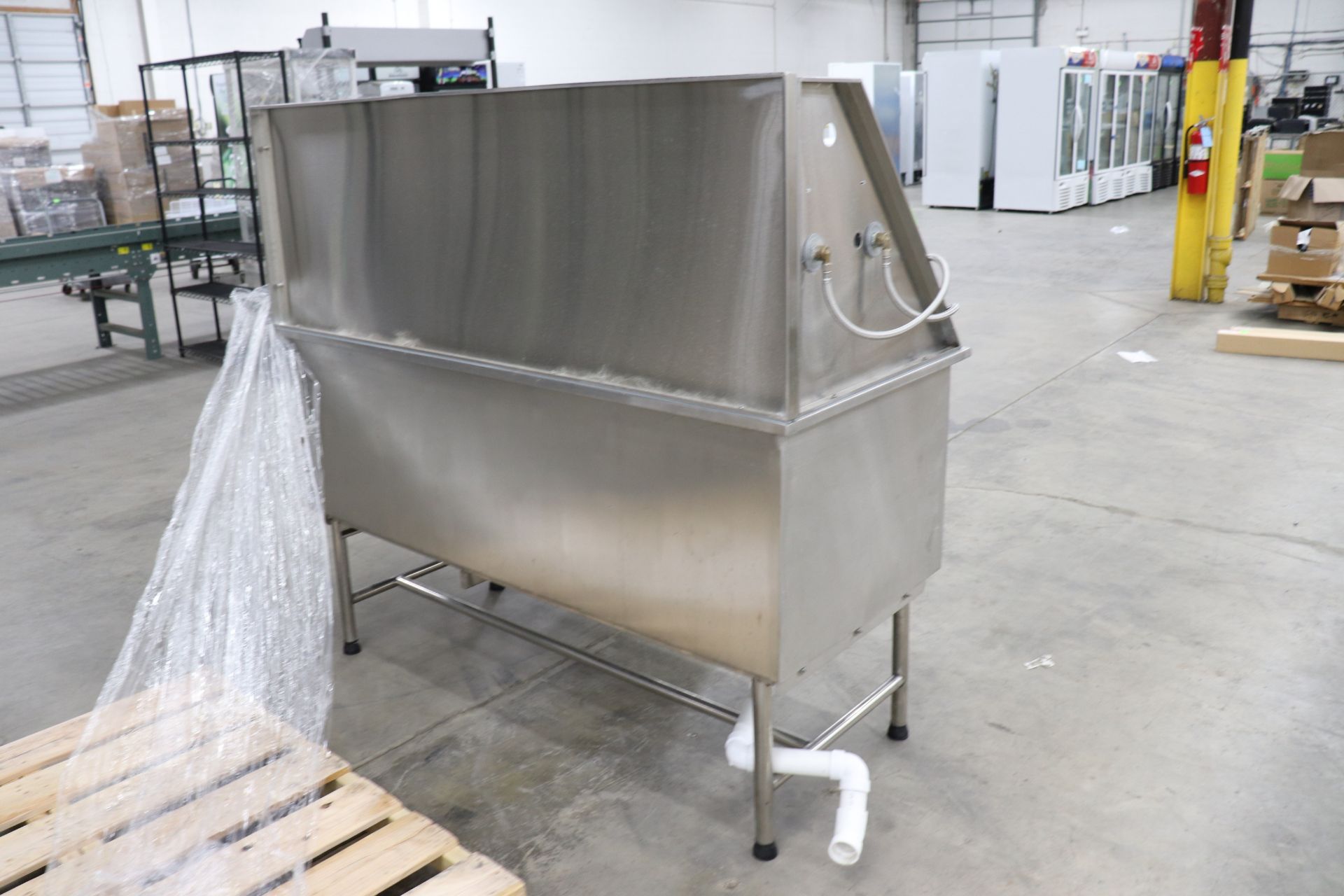 Stainless steel dog wash station with bather box soap mixer, everything pictured, height 58", width - Image 3 of 12