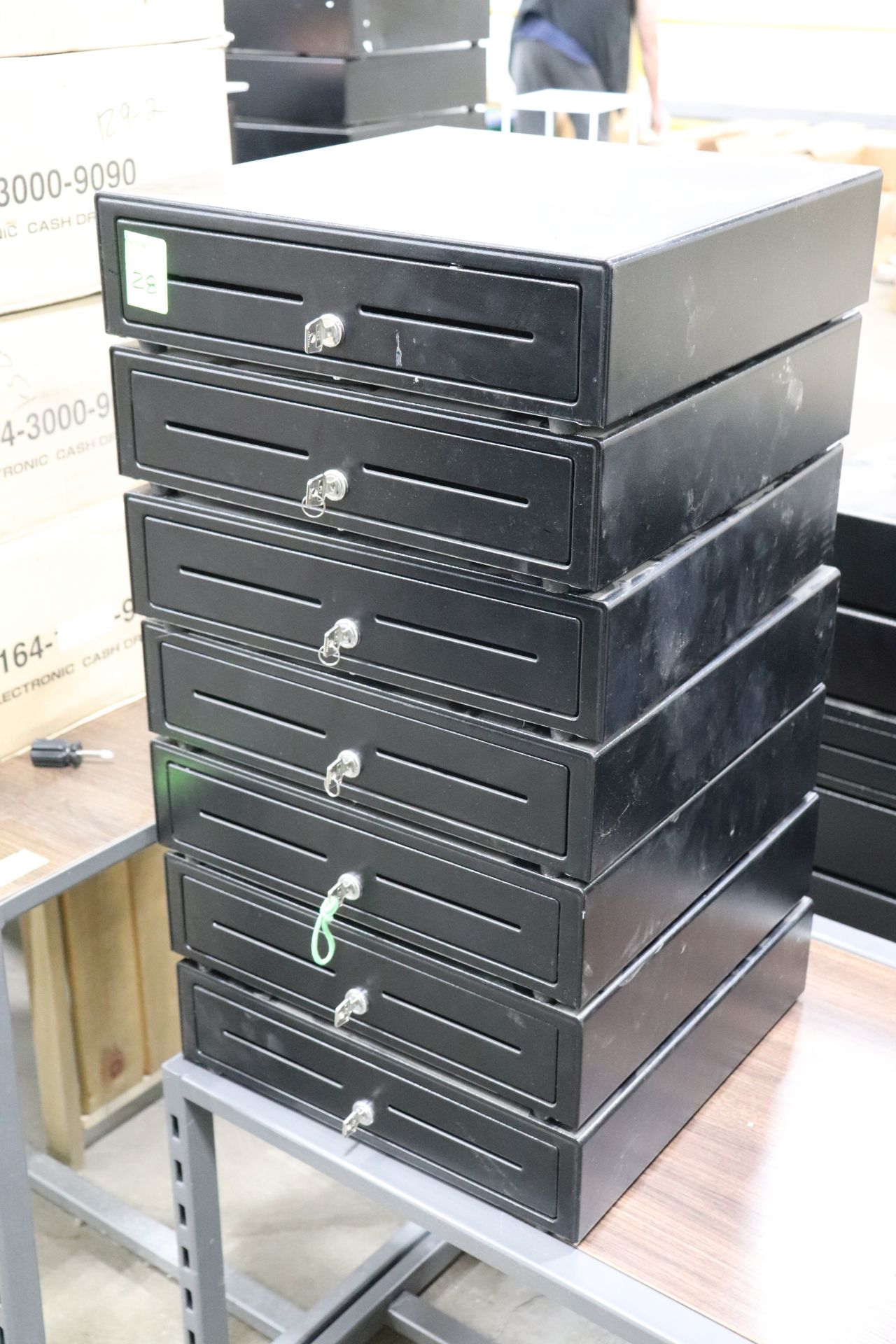Seven cash drawers