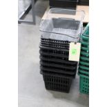Eleven plastic shopping baskets
