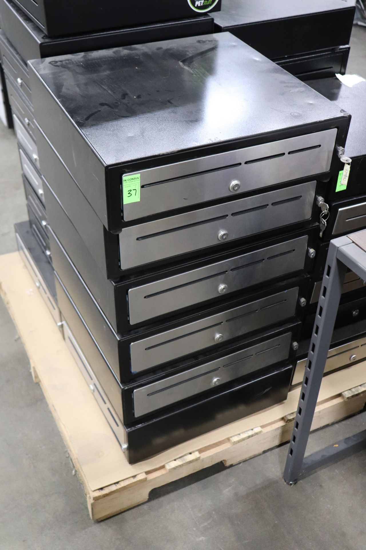 Seven cash drawers