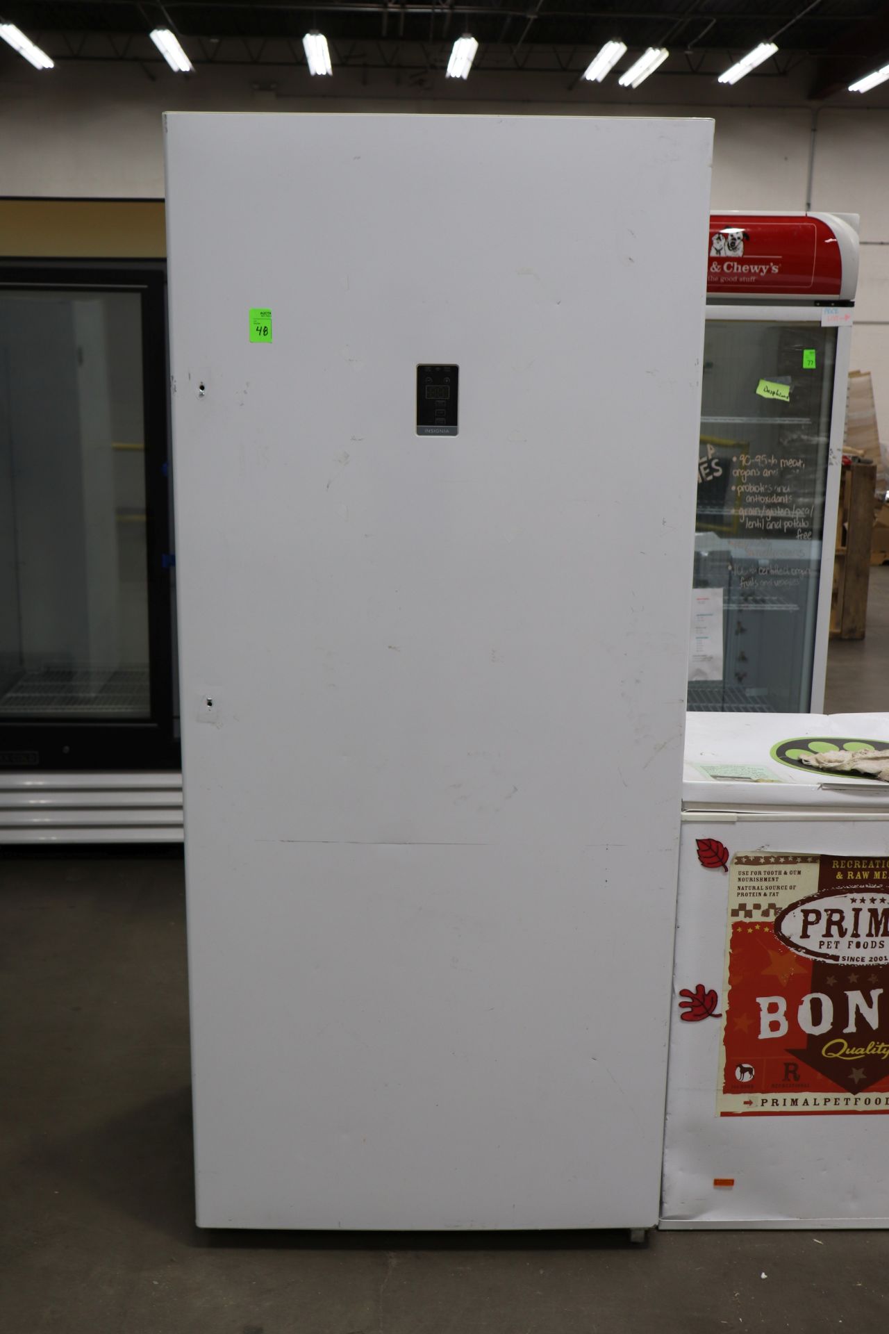 Insignia Freezer, Model NS-UZ21XWH7, Serial 04F436BD2, Height 70", Width 33", Depth 29"