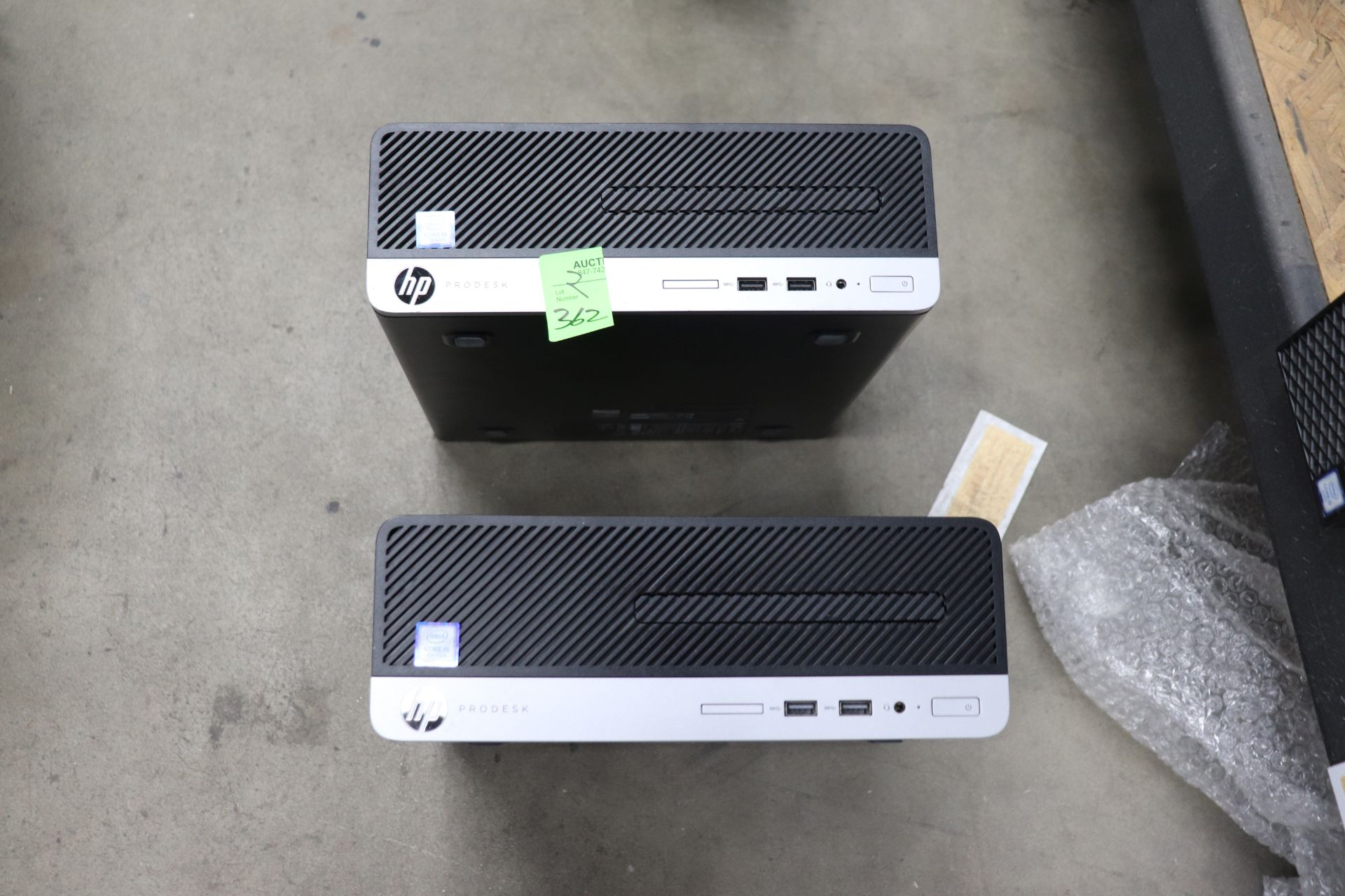 Two HP desktop computers, model ProDesk 400G4SFF Business