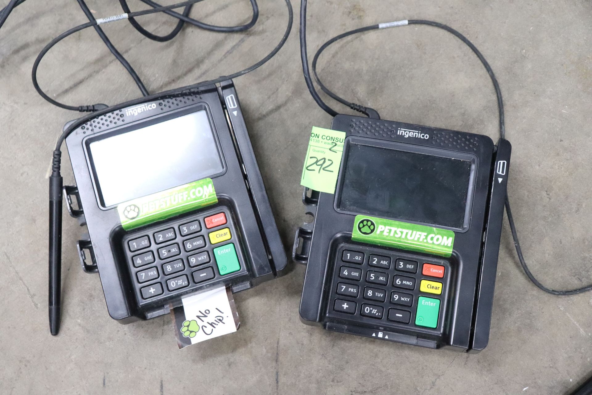 Two Ingenico payment terminals, model ISC250-01T2394C