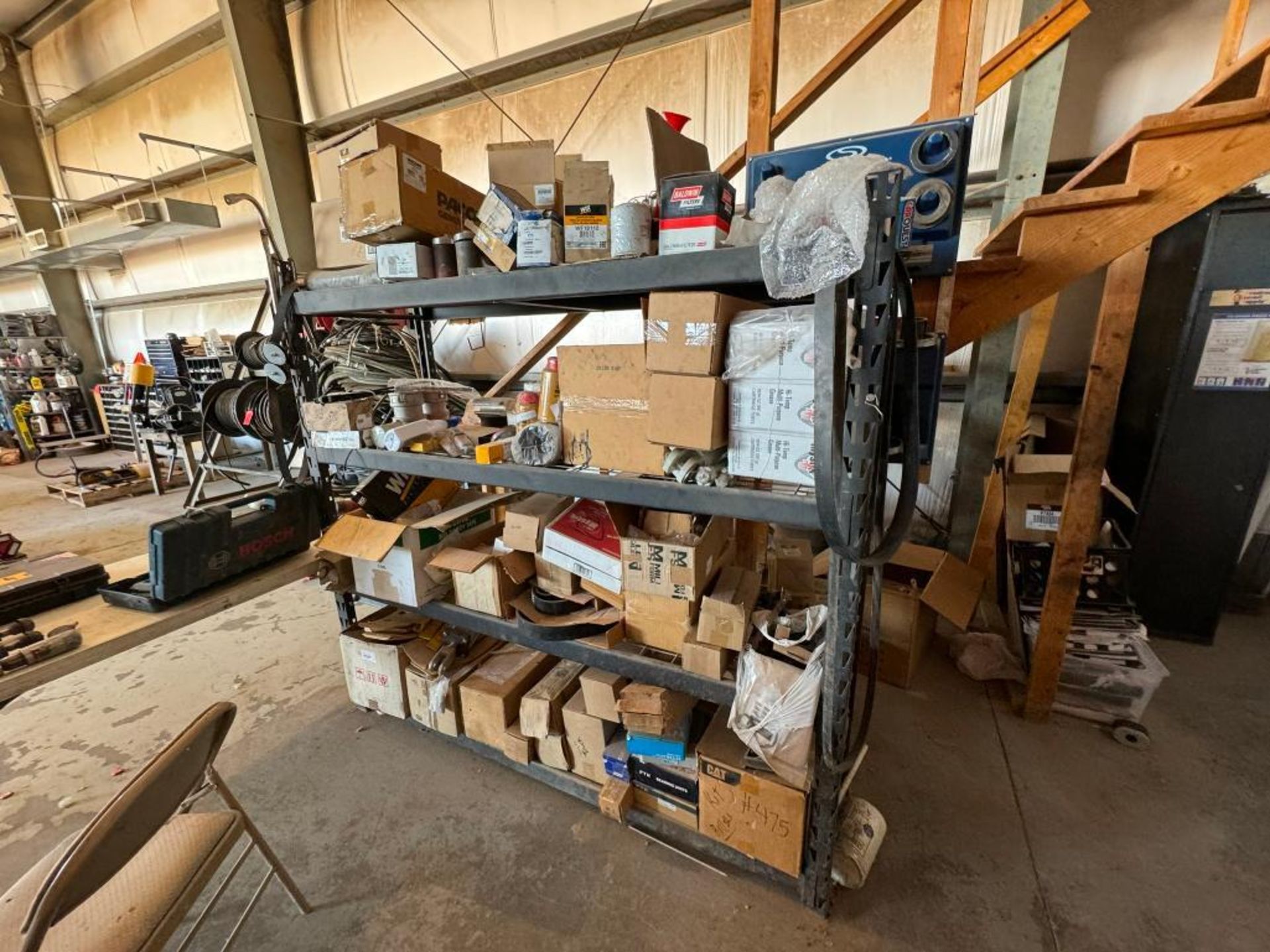 Pallet Rack with Contents of Equipment Parts and Filters