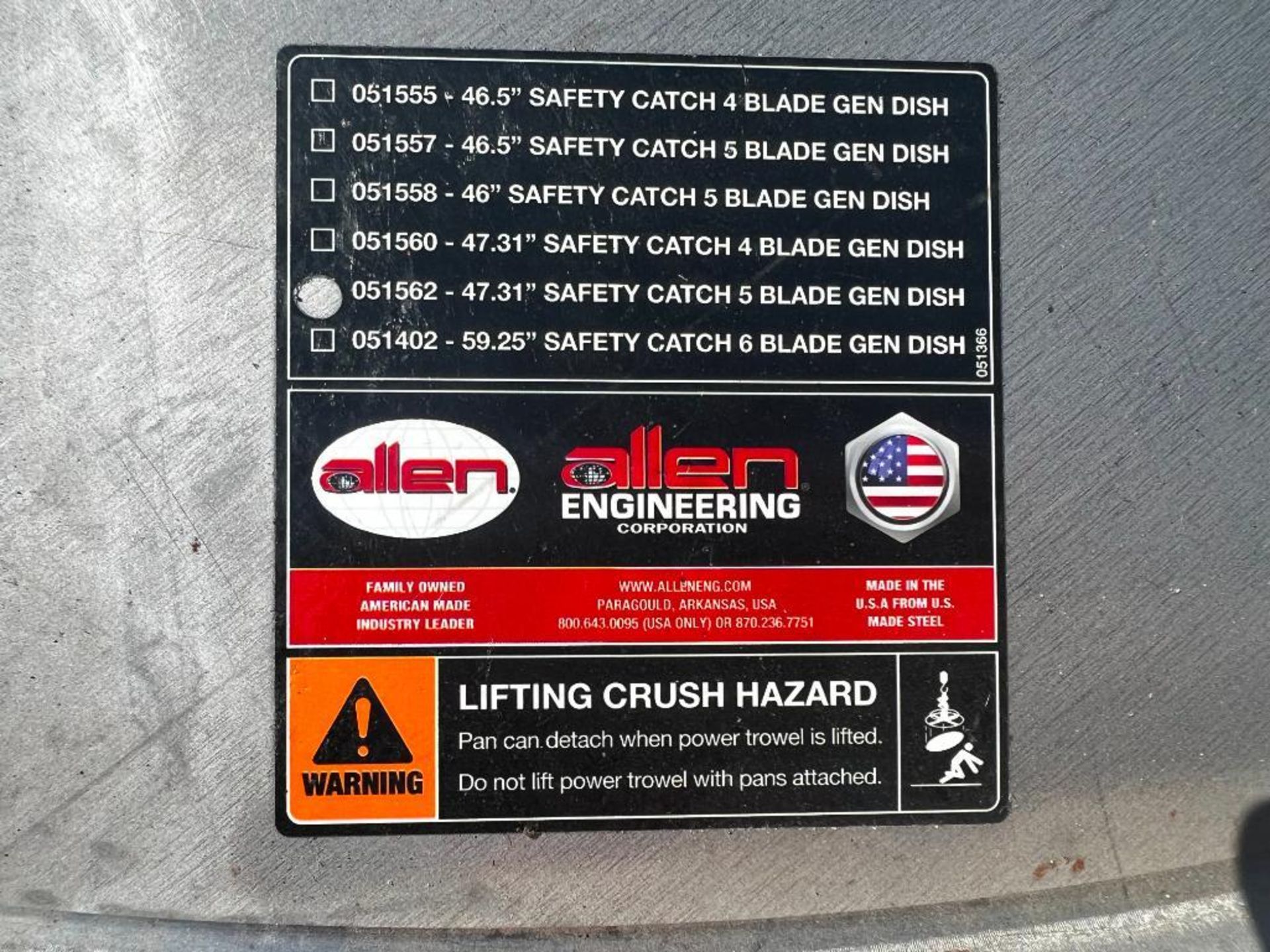 (7) Allen Engineering Safety Catch 5 Blade Gen Dish, Model 051562 - Image 3 of 4