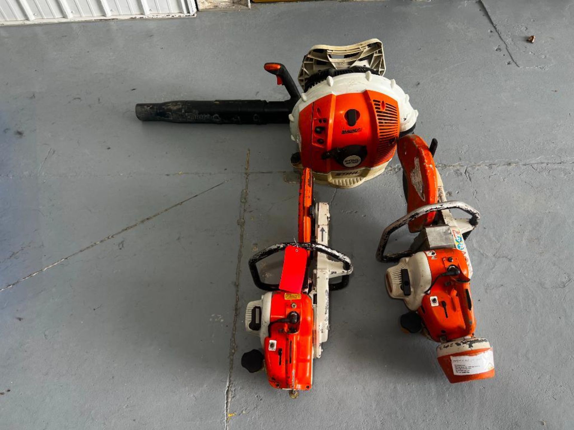 (1) Stihl Backpack Blower, (2) Stihl Cut-off Saws