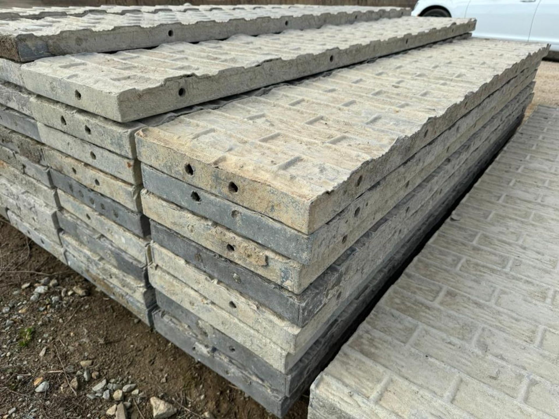 (17) 16" x 8' Textured Brick Aluminum Concrete Forms - Image 3 of 5