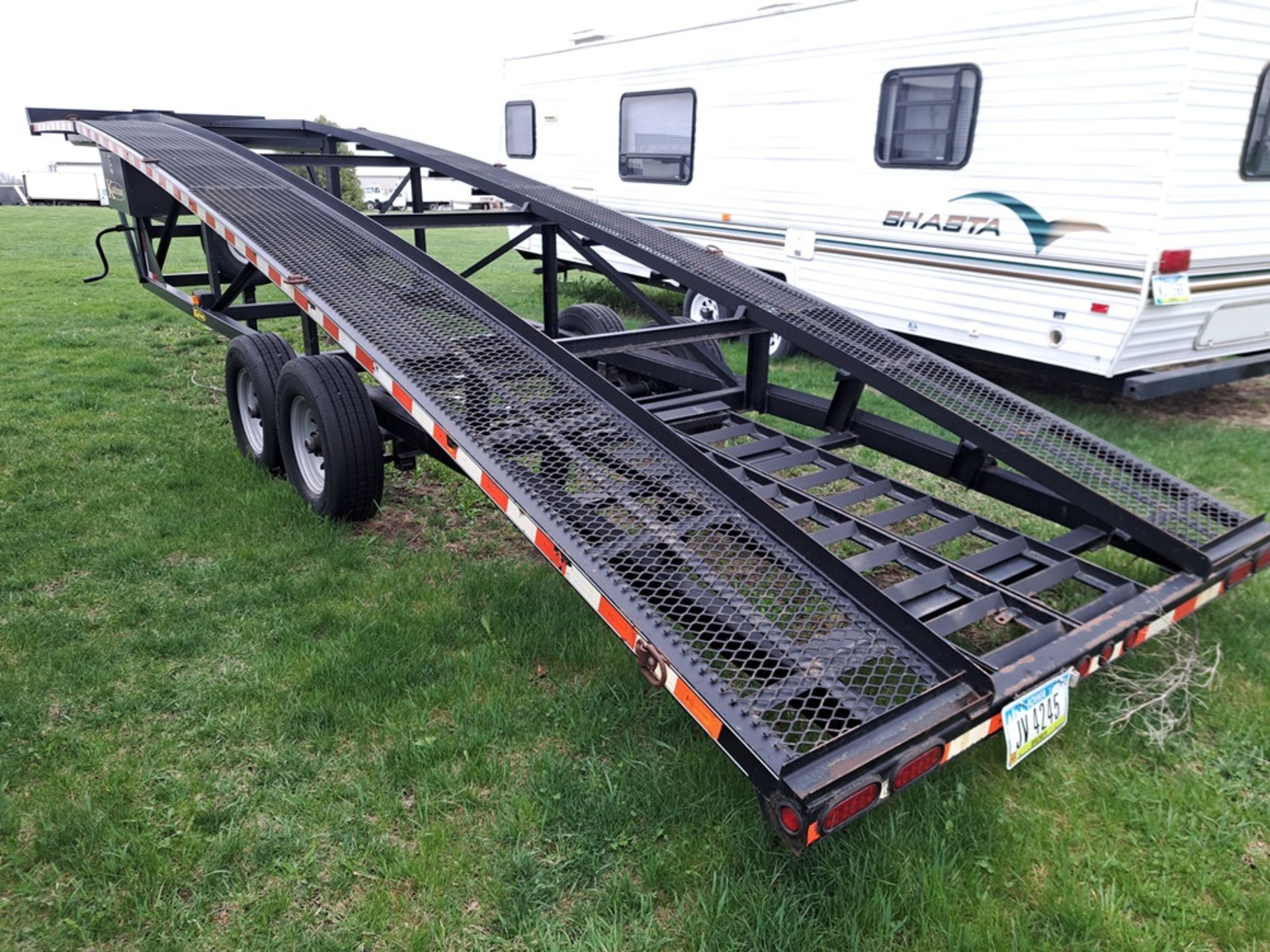 Kaufman Vehicle Transport Trailer, single deck, 91" wide X 35' long, 4-wheels, (1) storage box, 2- - Image 8 of 9