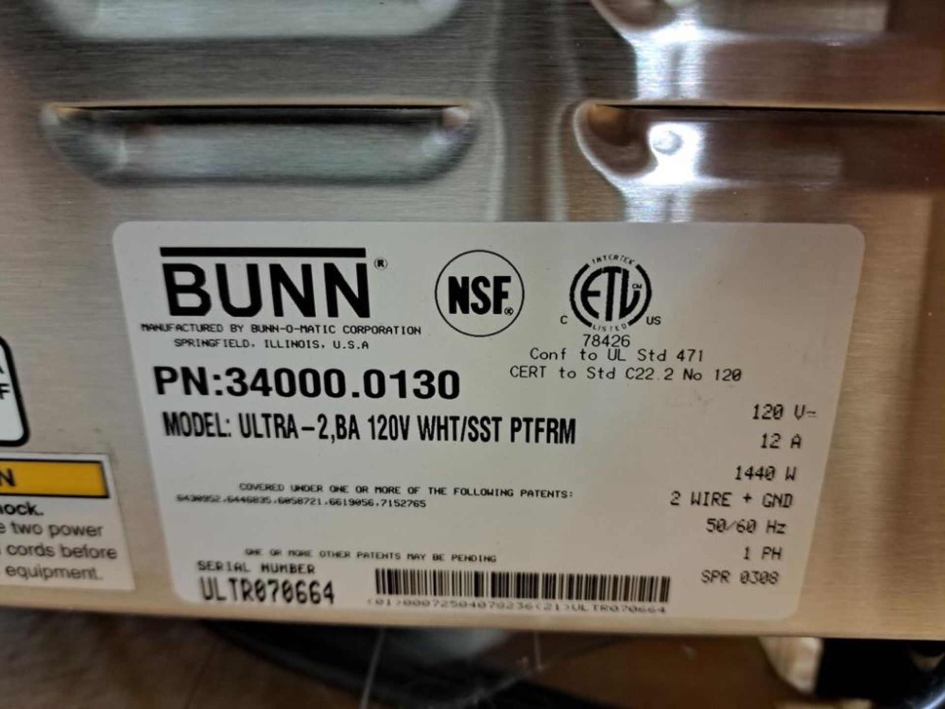 Bunn Mdl. Ultra-2BA120VWHT/SSTPTFRM Slush Machine, Ser. #ULTR070664, unused in box (Required Loading - Image 2 of 5