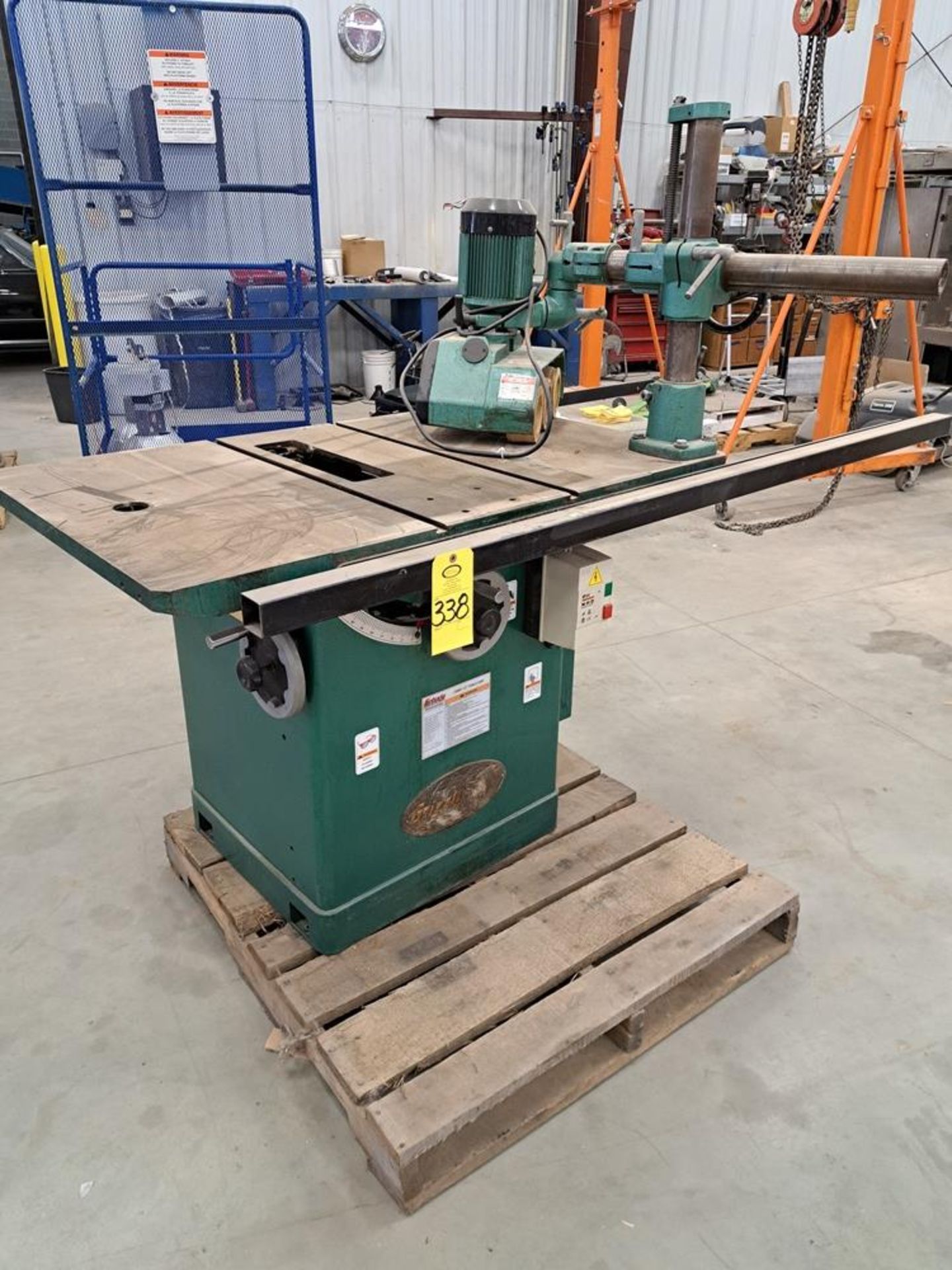 Grizzly Mdl. G9957 12" Table Saw with Grizzly Mdl. G7873 Power Feeder, 1 h.p., 220 volts, 3 phase (