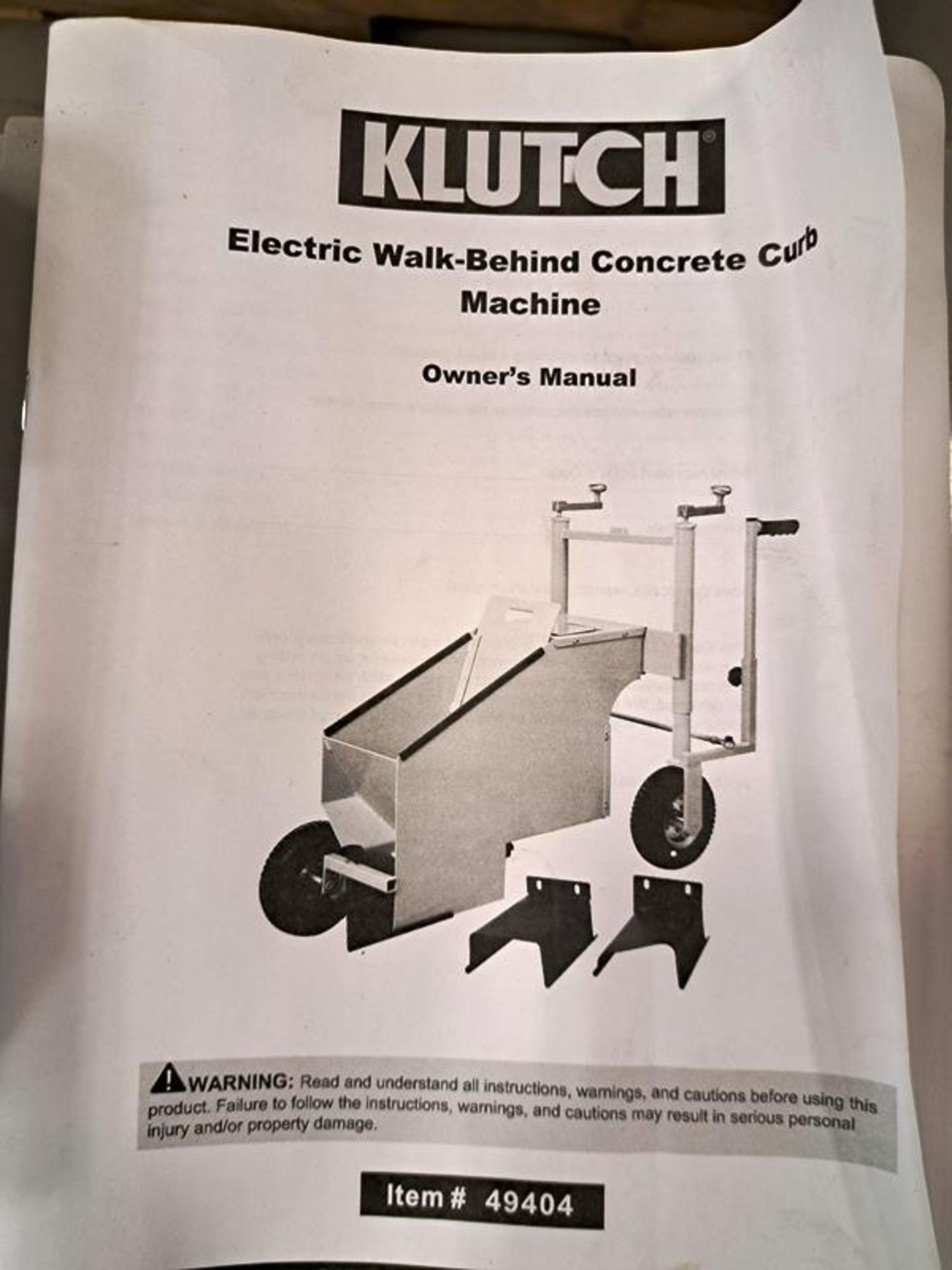 Klutch Mdl. 49404 Electric Concrete Curb Machine, 120 volts (Required Loading Fee: $25.00) NO HAND - Image 5 of 5