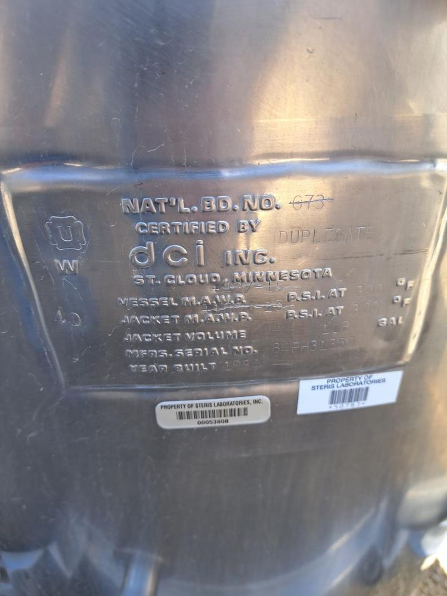 DCI Portable Stainless Steel Jacketed Tank, 53 gallon capacity, 36" diameter X 30" deep, (missing - Image 3 of 5