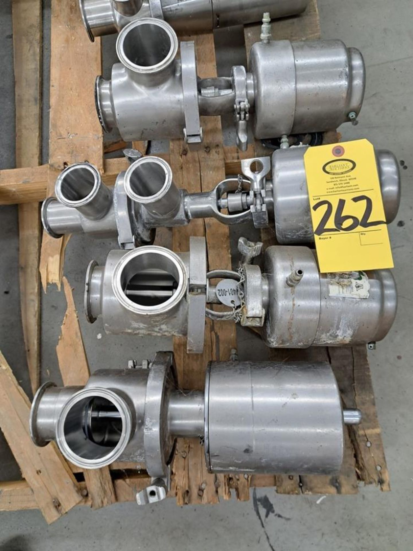 Lot of (4) Stainless Steel Pneumatic Pumps (Required Loading Fee: $15.00) NO HAND CARRY (Price Is