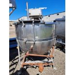 Stainless Steel Jacketed Steam Kettle, 4' diameter X 4' deep, hinged lids with mixer on 230/460
