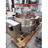 Cleveland Mdl. TMKD-125T Double Stainless Steel Kettles, 2/3 jacketed, (1) with mixer and side