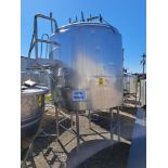 Stainless Steel Jacketed Mix Tank, 6' diameter X 6' deep with mixer (no motor), 16" manhole,