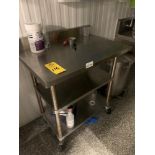 Stainless Steel Table with (2) shelves, 36" X 29" X 38.5" with 4" backsplash (Required Loading