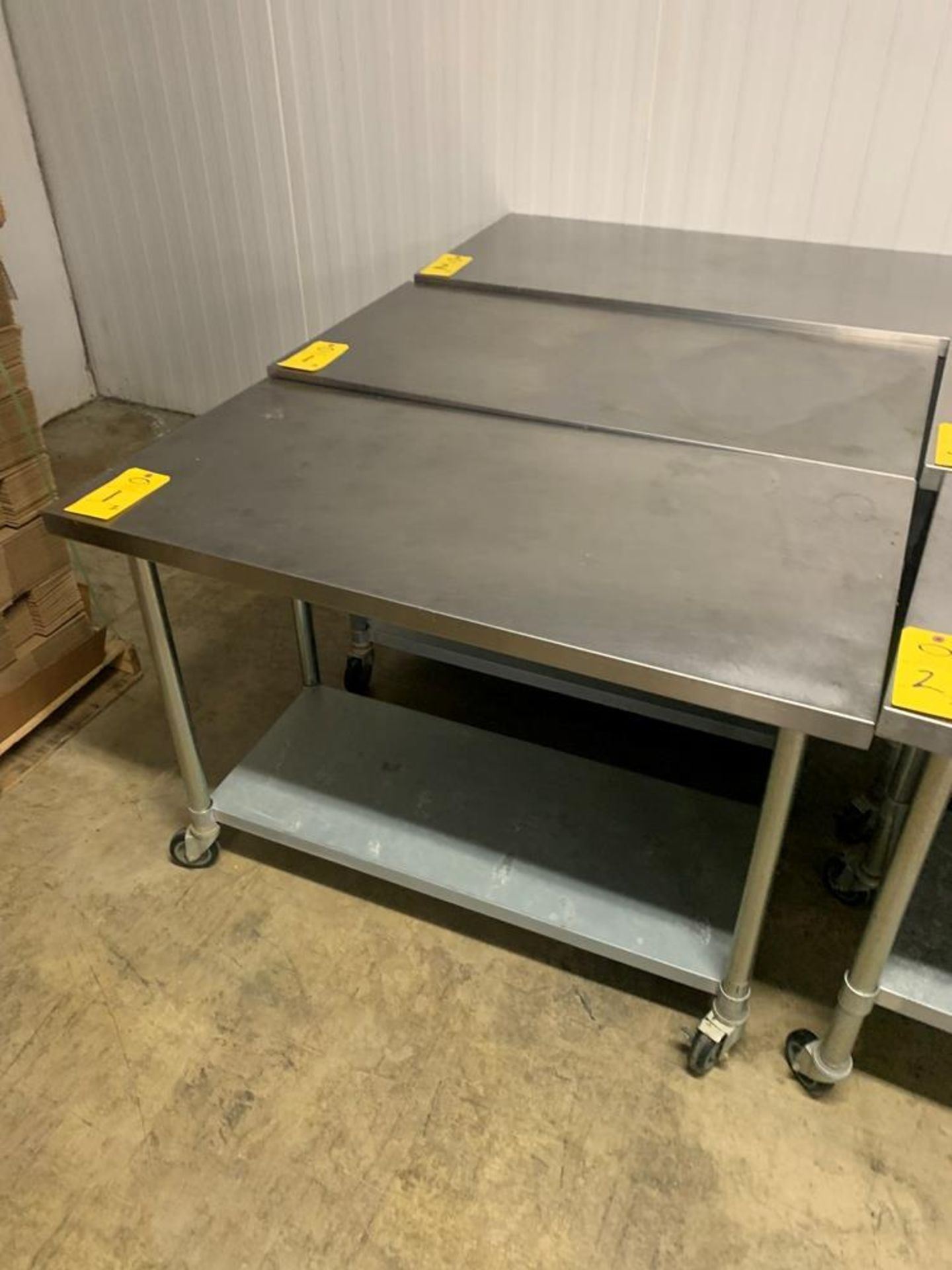 Nexel Work Tables, 48" X 24" X 34", stainless steel top, galvanized bottom shelf on casters ( - Image 2 of 2