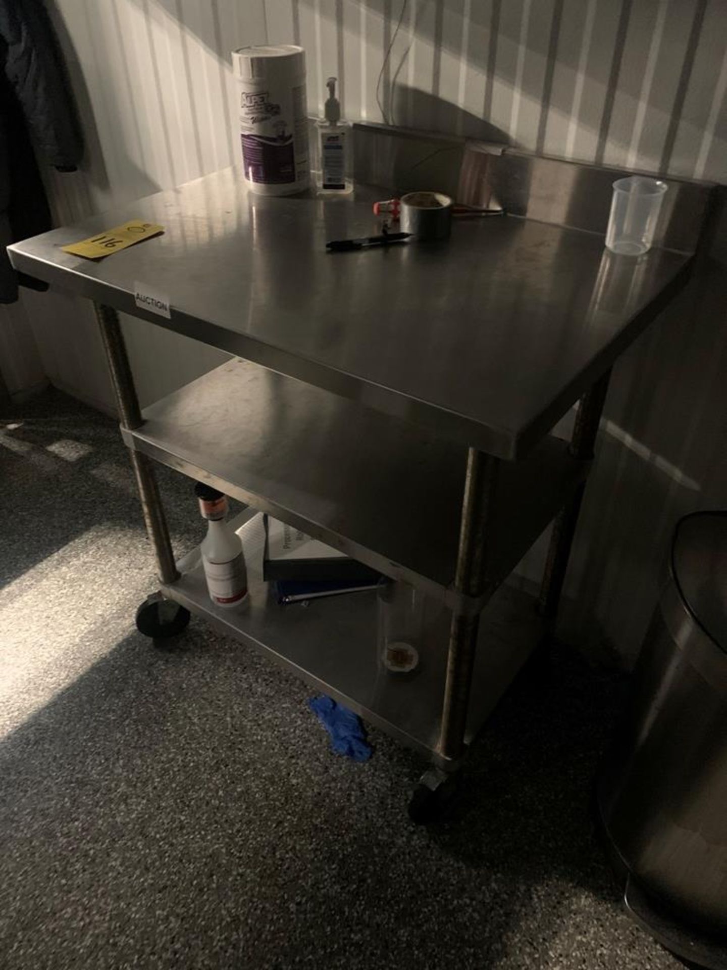 Stainless Steel Table with (2) shelves, 36" X 29" X 38.5" with 4" backsplash - Image 2 of 3