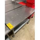Nexel Work Tables, 48" X 24" X 34", stainless steel top, galvanized bottom shelf on casters (