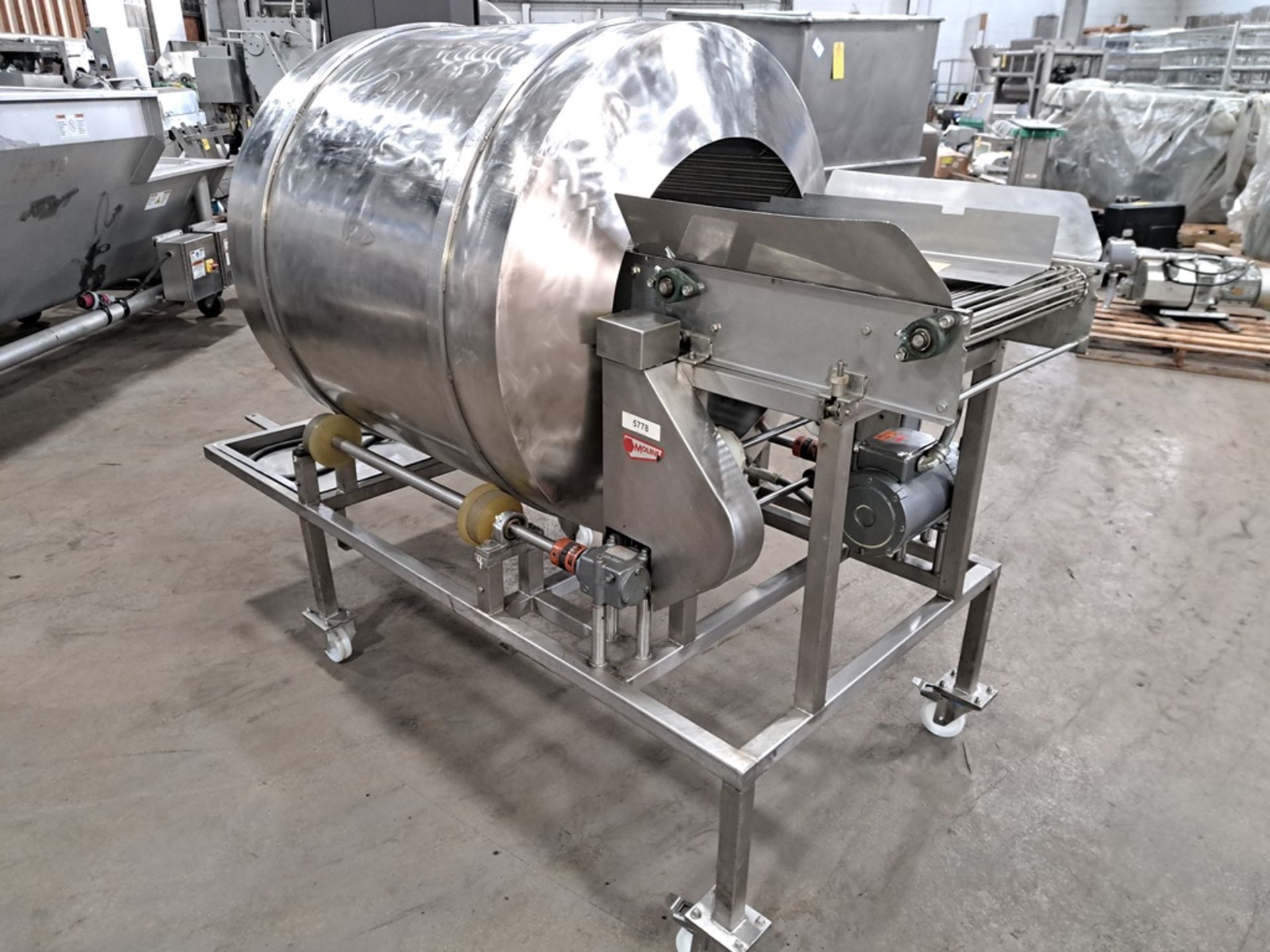 Moline Portable Stainless Steel Breading Applicator Tumbler, 40" diameter X 36" long drum, 18" - Bild 4 aus 8