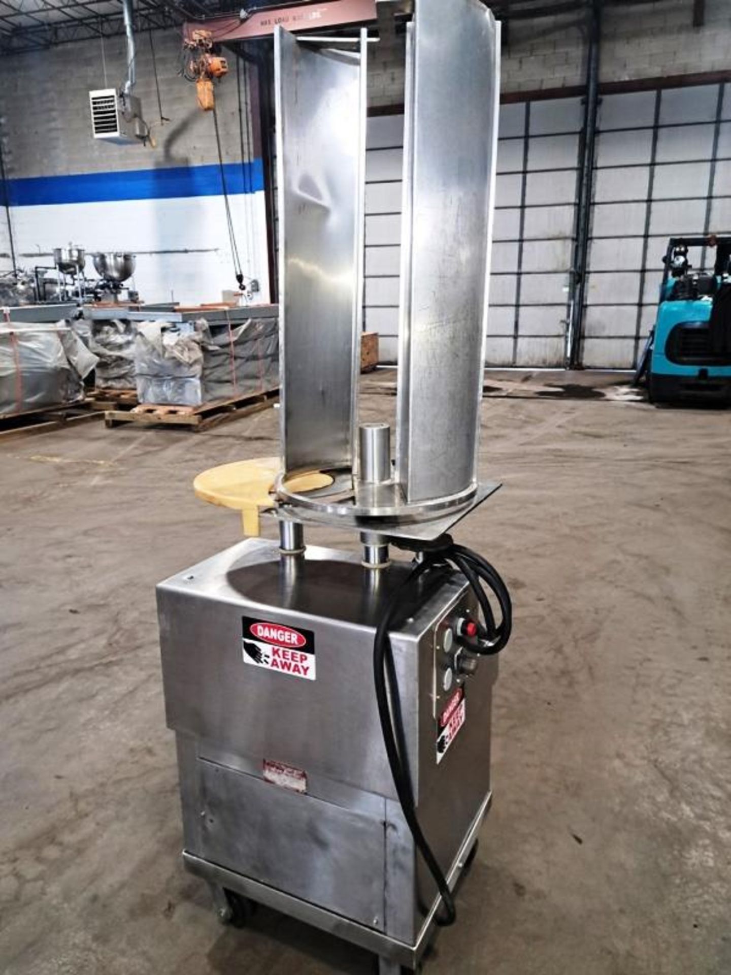 Bettcher Mdl. 39 Power Cleaver, double turret feed chute, gravity feed, stainless steel cabinet, 220 - Image 2 of 5