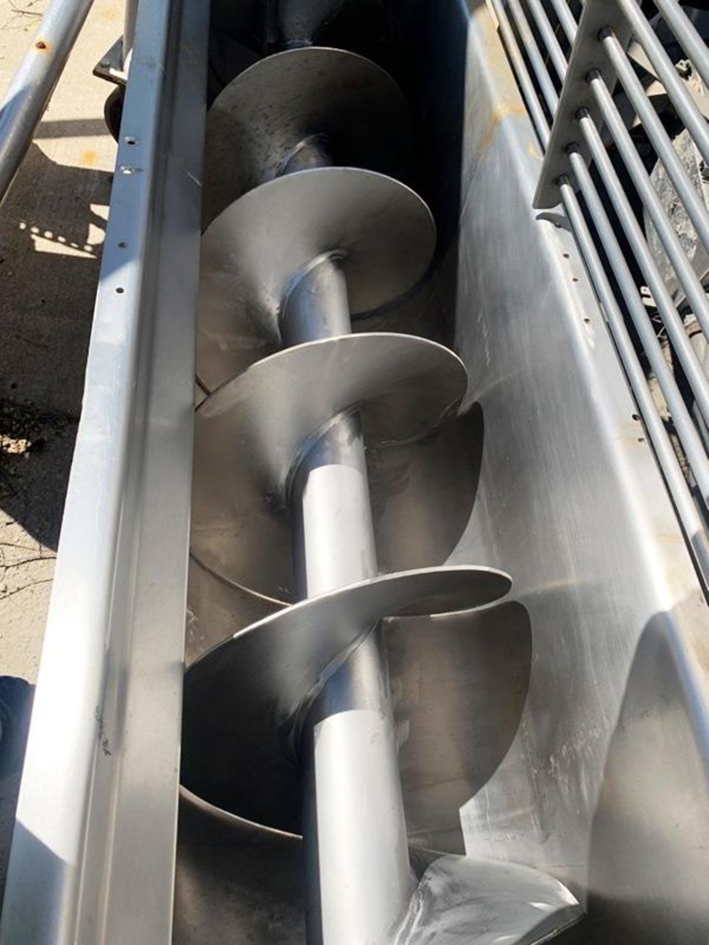 Stainless Steel Incline Screw Conveyor, 16" wide X 18' long screw hopper, 5' long X 46" deep hopper, - Image 6 of 11