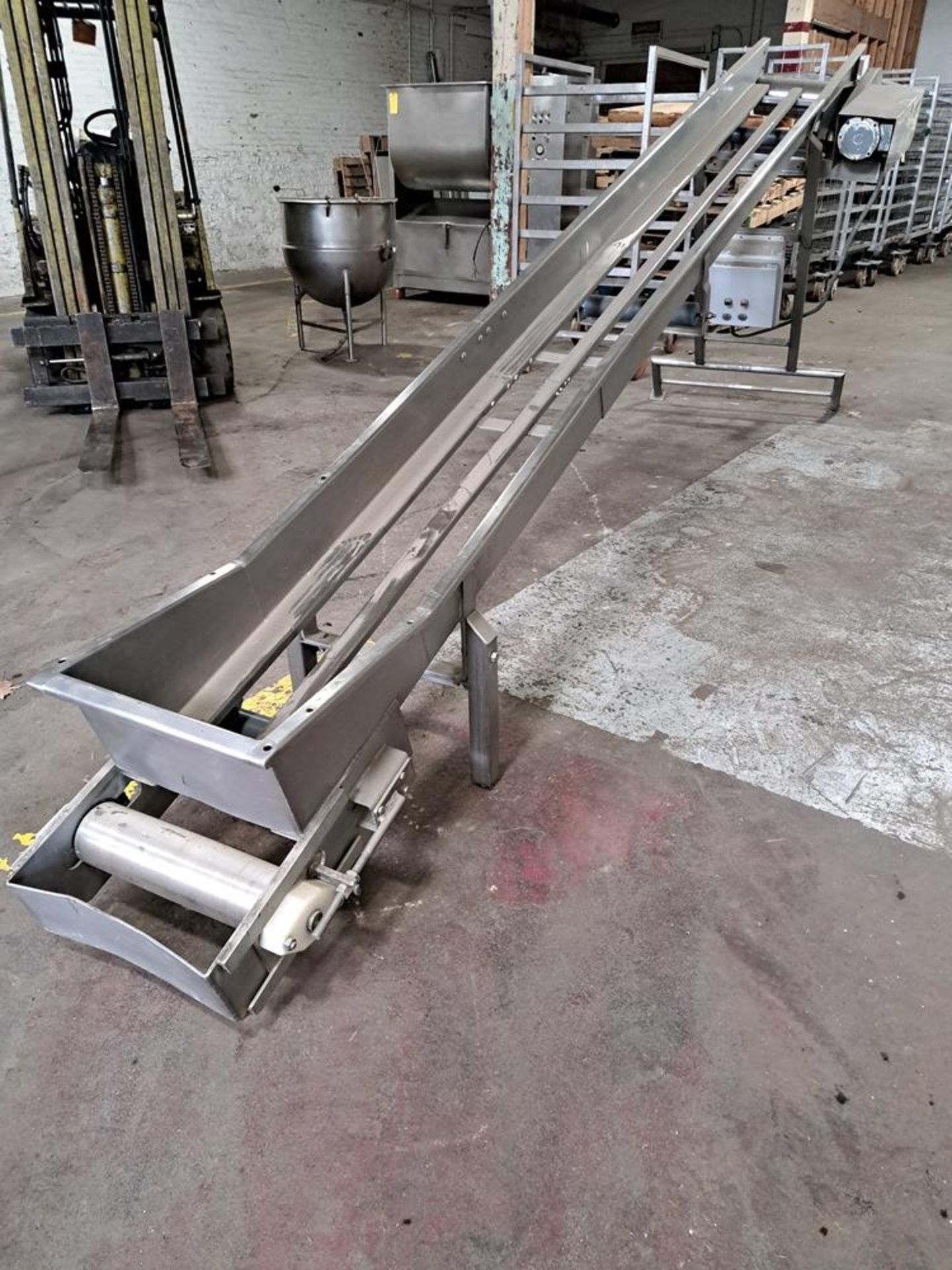 Stainless Steel Incline Conveyor (will accept 16" wide X approx. 15' long belt), 20" infeed, 6' - Image 2 of 4