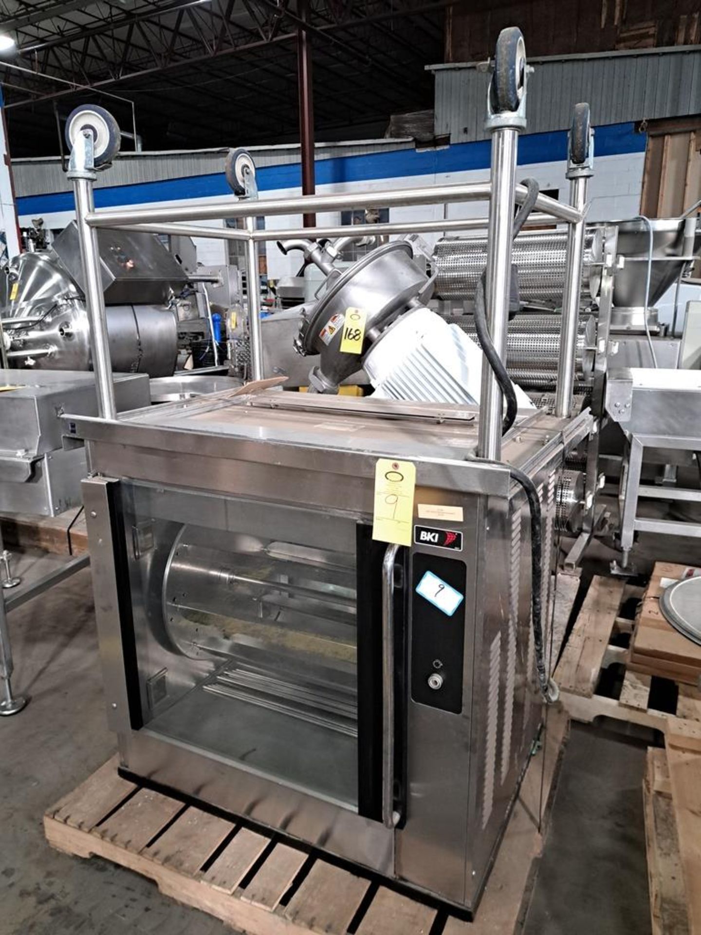 BKI Mdl. VGG-8 Electric 40-Bird Commercial Rotisserie Oven with stainless steel cart (Located in