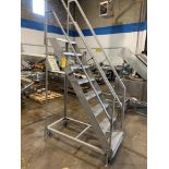 Portable Stainless Steel Stairs, 8-step, 81" tall with hand rails (Located in Plano, IL)