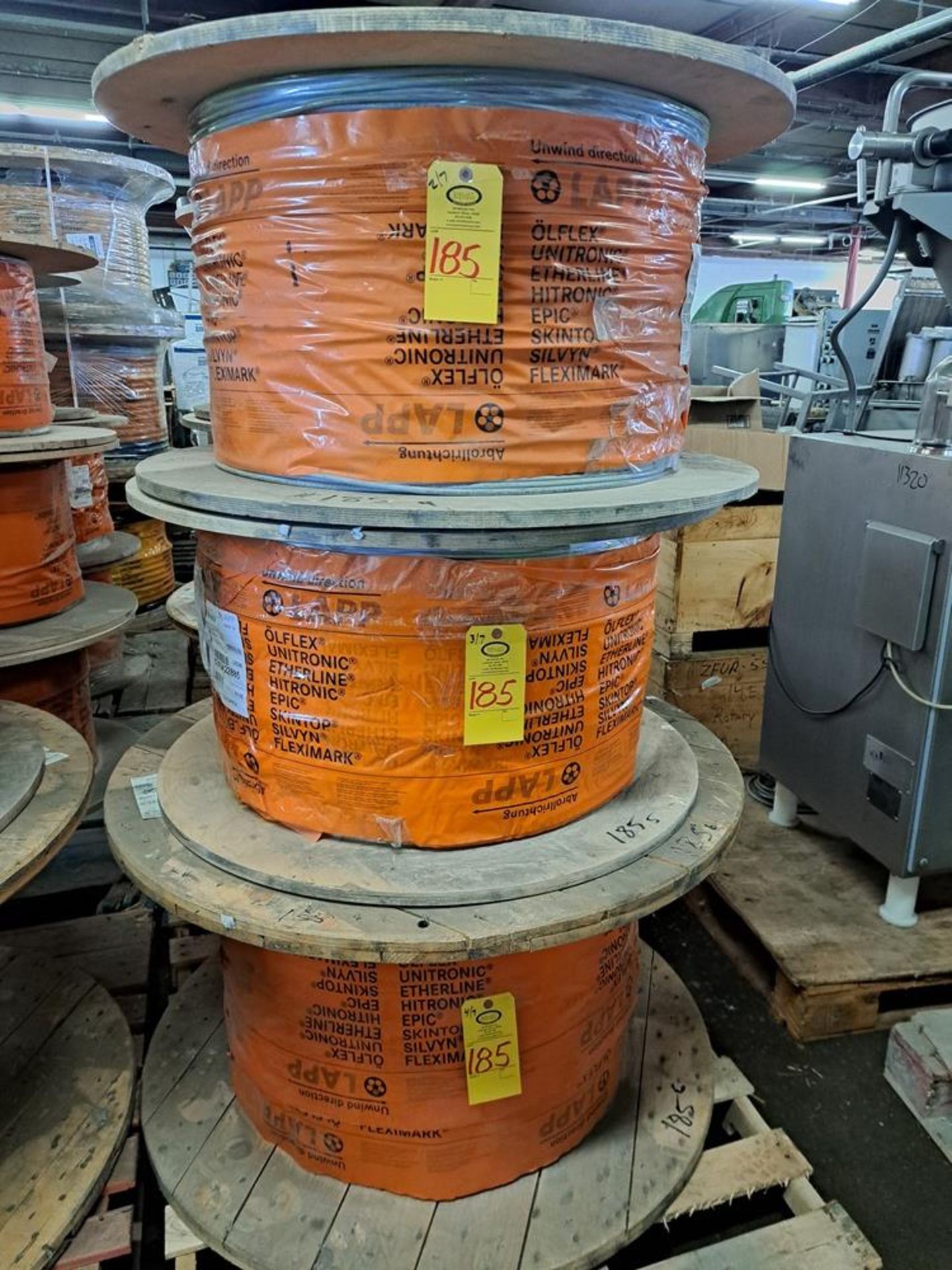 Lot of LAPP Olfex, 190 3G1.5 16/3C, (4) spools of wire 5,000 ft, 3,000 ft, (2) partials (Located